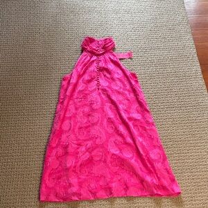 Hot Pink Lace Halter Dress